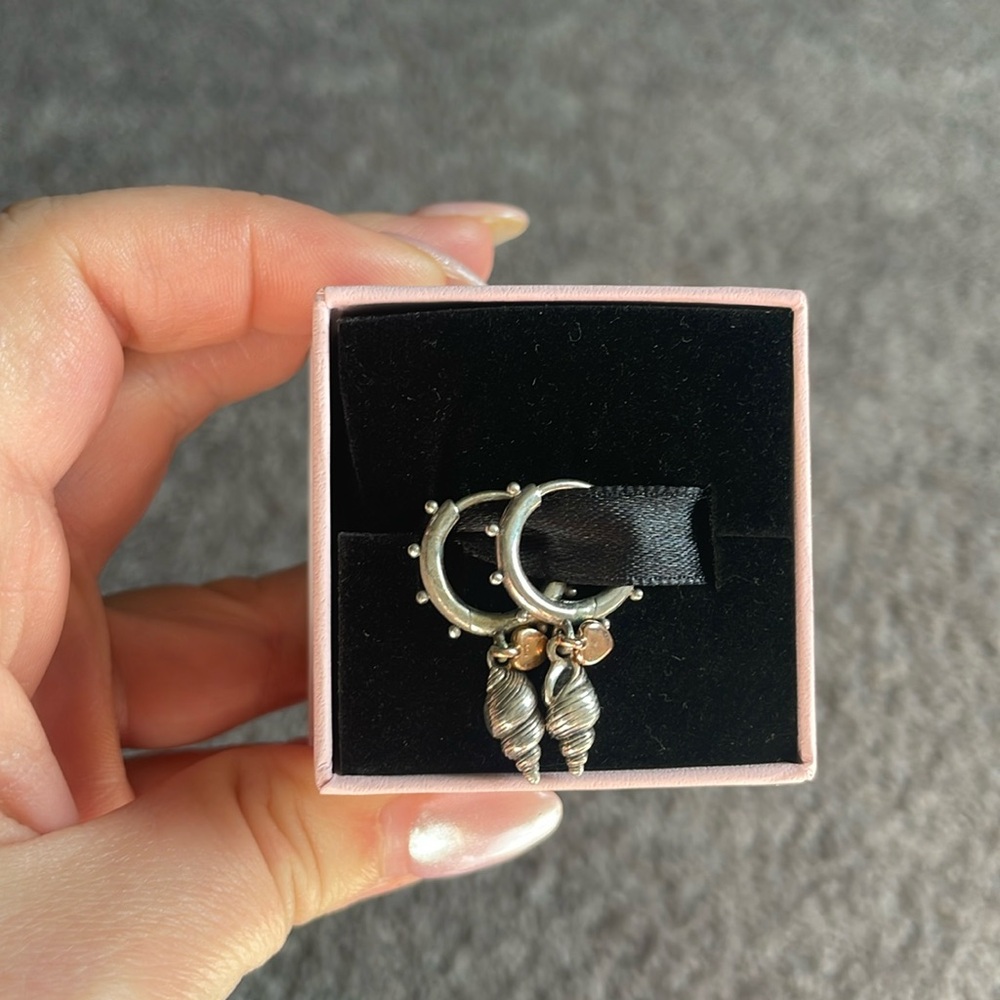 Pandora rose and sterling silver shell earrings limited edition